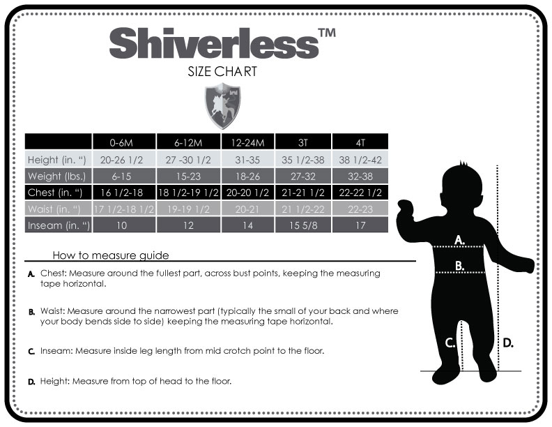 Shiverless size chart